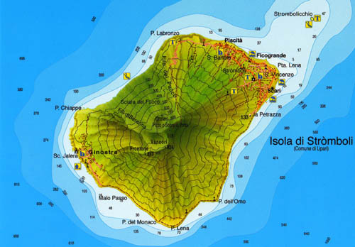 Isole Eolie freelance, mappa dell'isola di Stromboli.